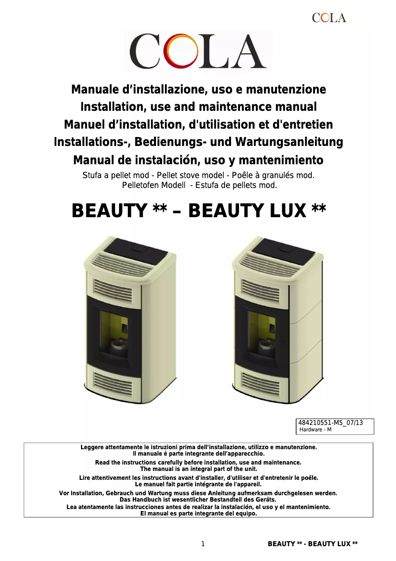 Page n°1 - Manuel utilisateur Cola Beauty 13