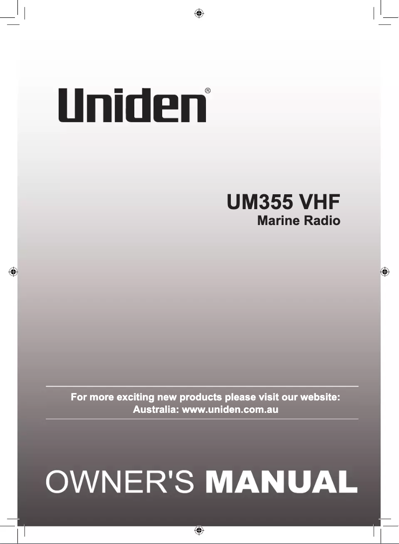 Page n°1 - Manuel utilisateur Uniden UM355VHF