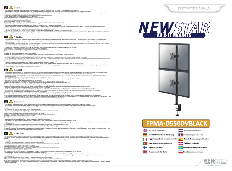 Page 1 de la notice Manuel utilisateur Newstar FPMA-D550DVBLACK