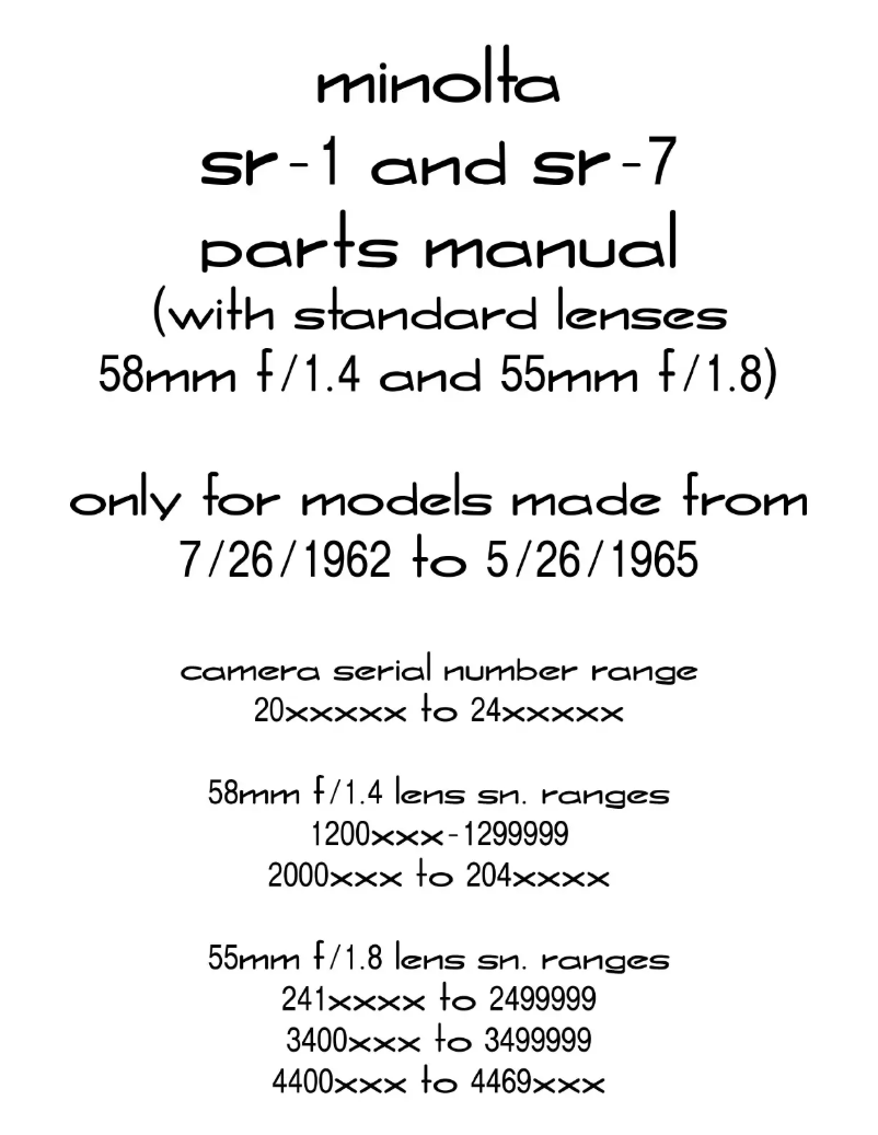 Page 1 de la notice Instructions / montage Konica Minolta SR-7