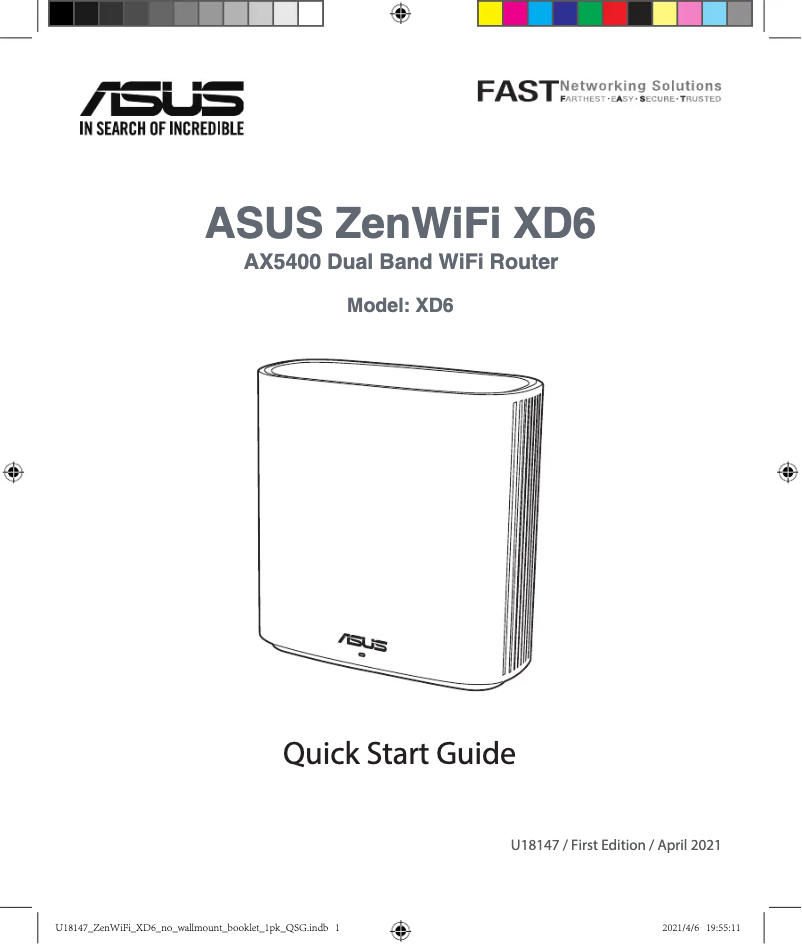 Page 1 de la notice Guide de démarrage rapide Asus ZenWifi AX XD6