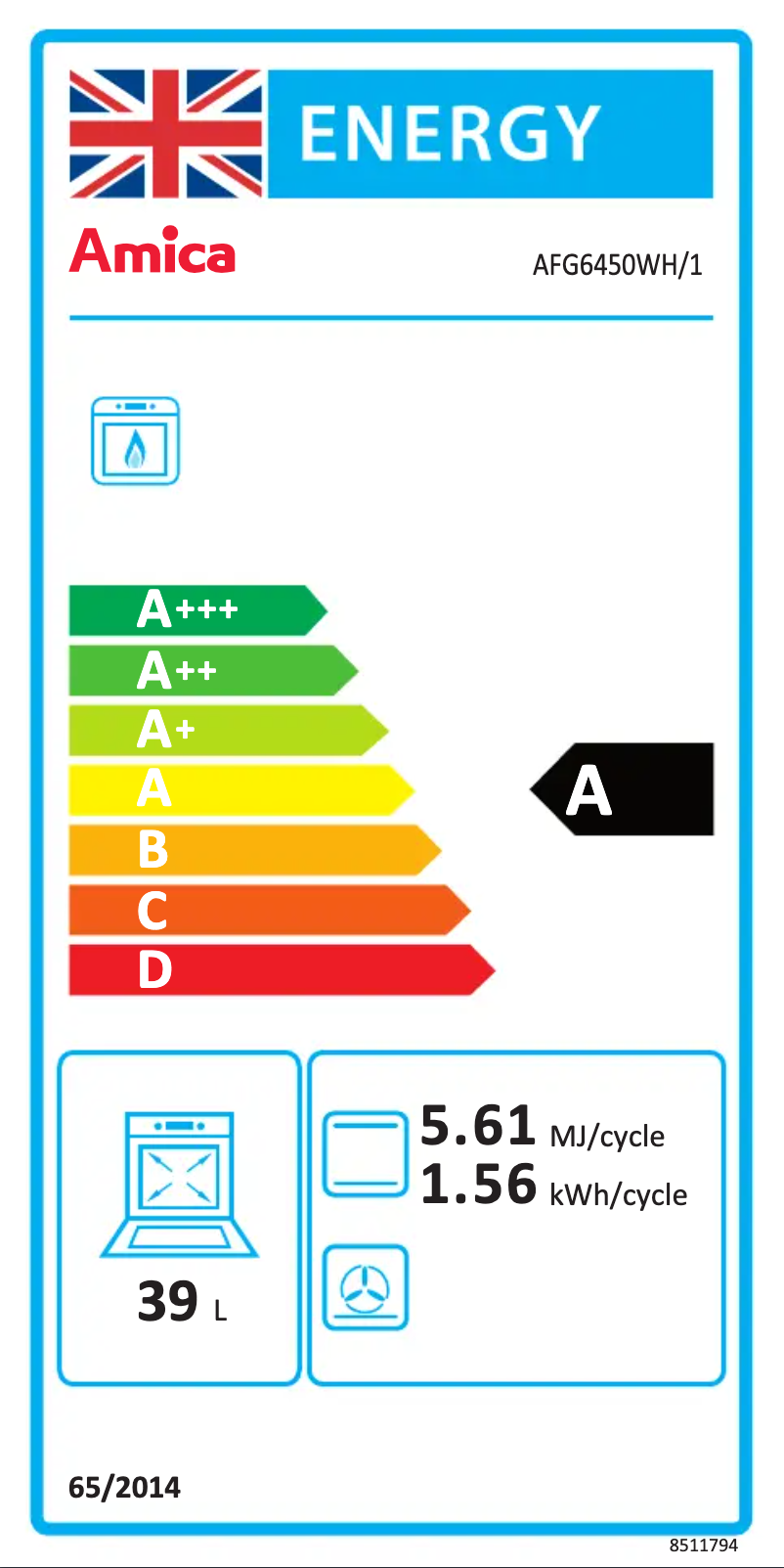 Página 1 del manual Etiqueta energética Amica AFG6450WH