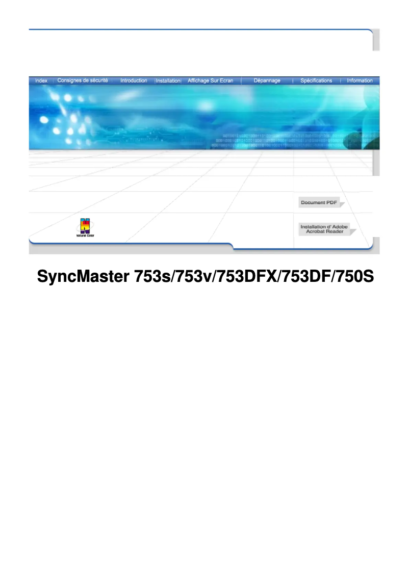 Image de la première page du manuel de l'appareil SyncMaster 753S
