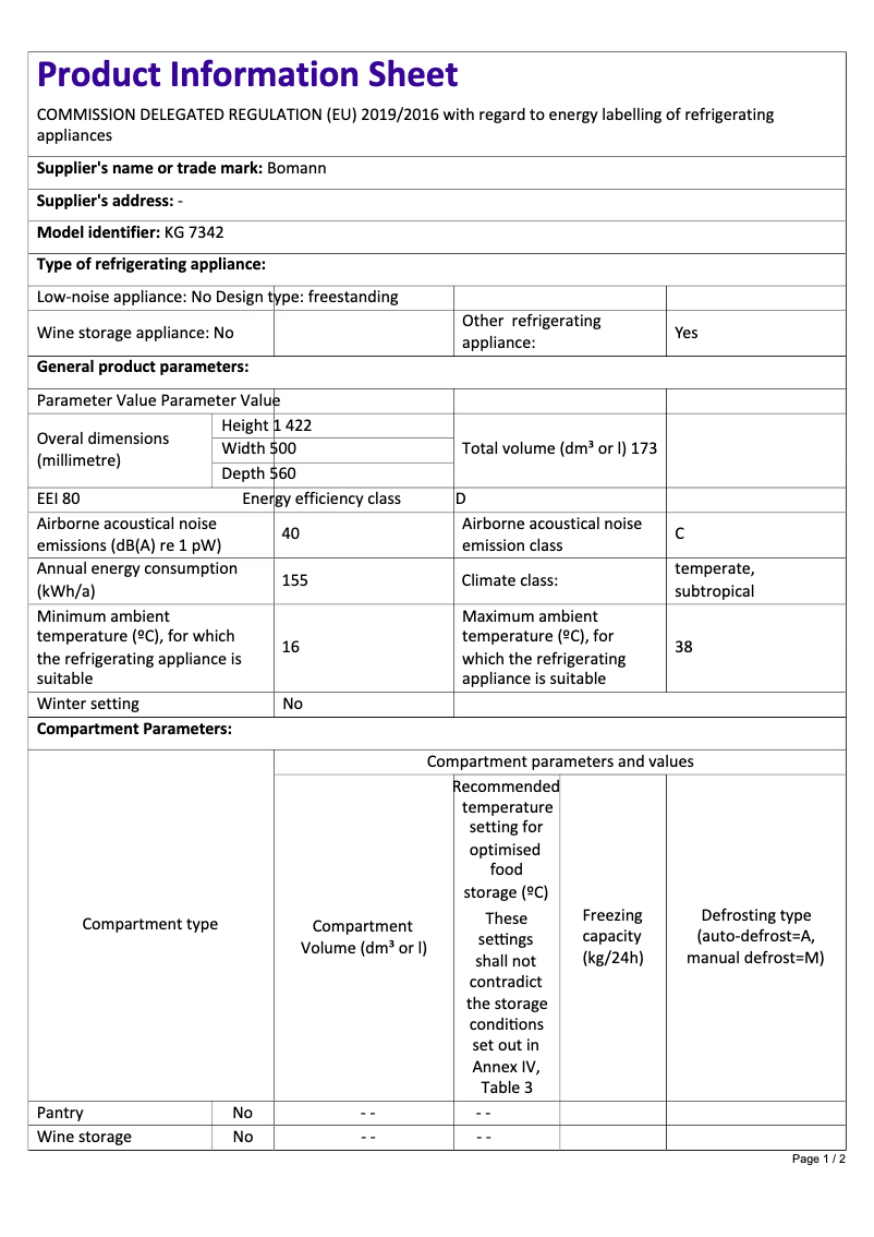 Image de la première page du manuel de l'appareil KG 7342