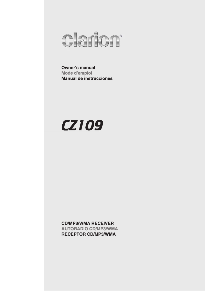 Page 1 de la notice Manuel utilisateur Clarion CZ109