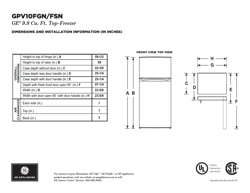 Image de la première page du manuel de l'appareil GPV10FSNSB