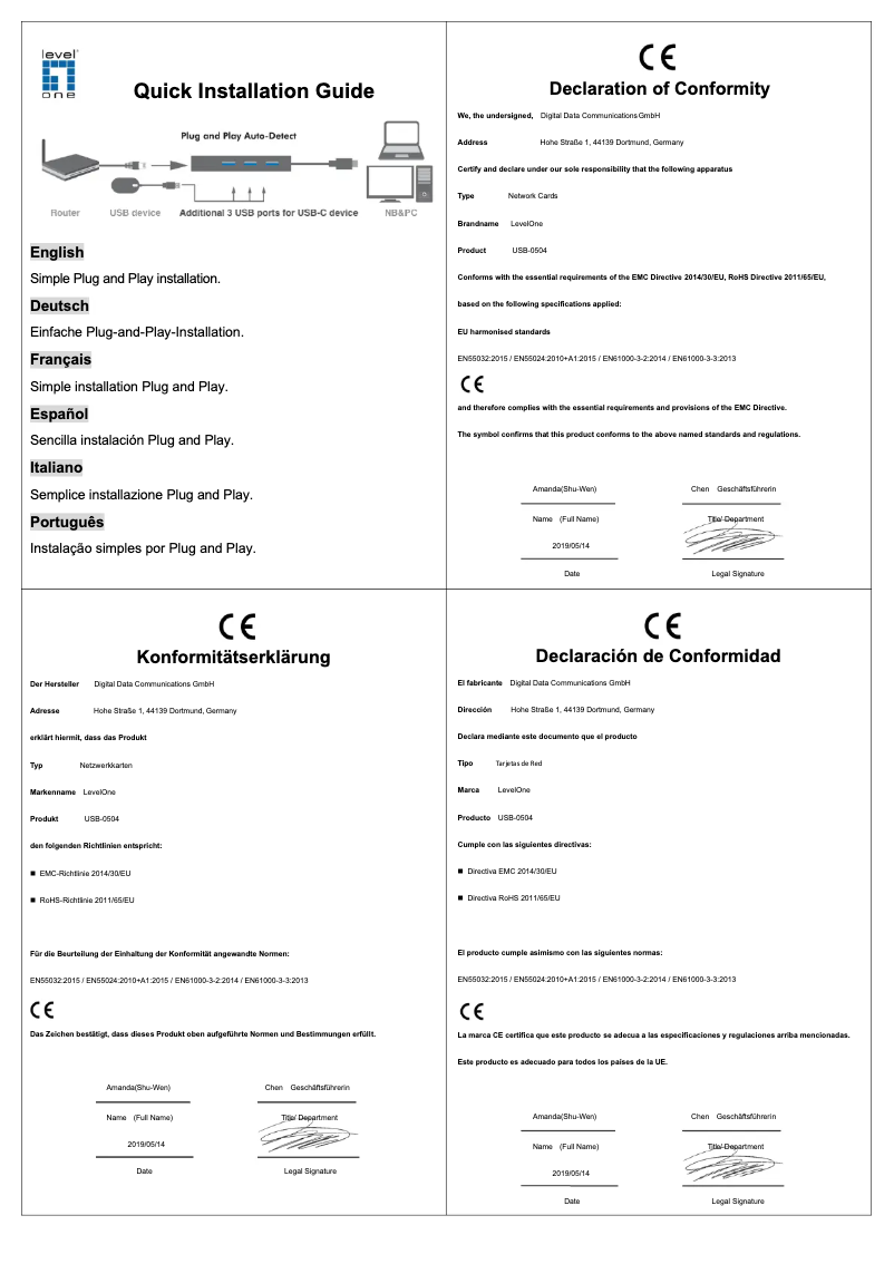 Image de la première page du manuel de l'appareil USB-0504