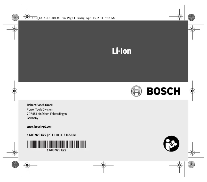 Page n°1 - Manuel utilisateur Bosch GBA 36V 4.0Ah