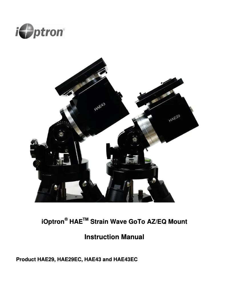 First page image of the manual for HAE43