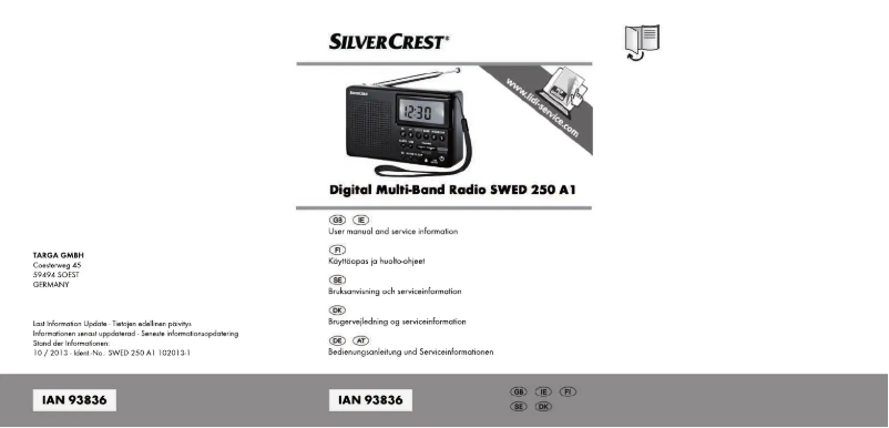Page n°1 - Manuel utilisateur SilverCrest SWED 250 A1