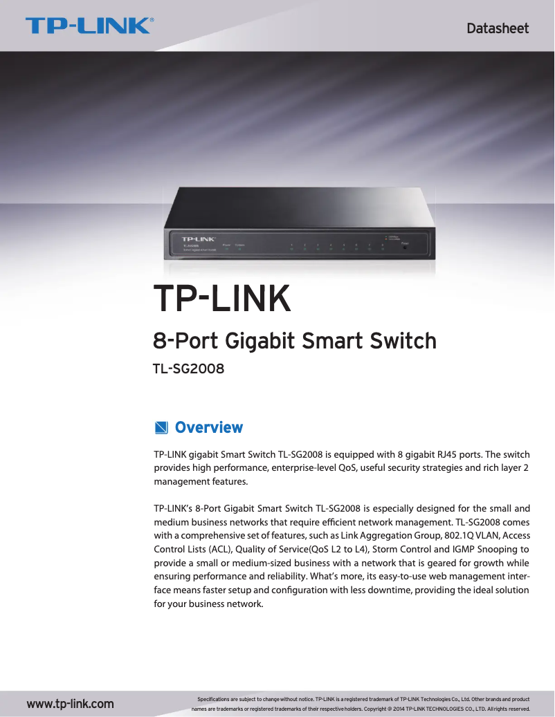 Page n°1 - Brochure TP-Link T1500-28PCT