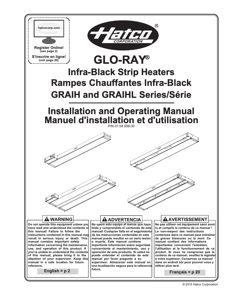 Page 1 de la notice Manuel utilisateur Hatco Glo-Ray GRBW-66