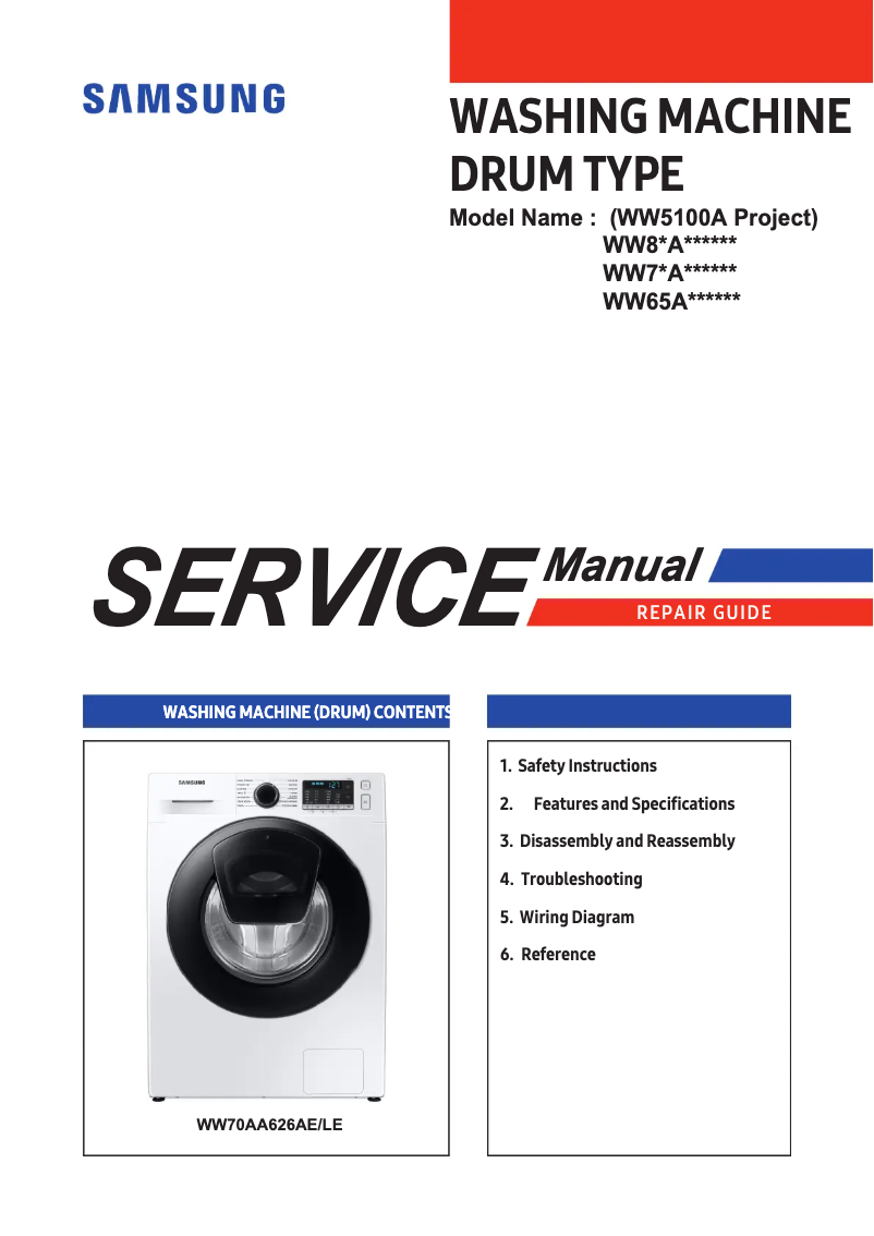Image de la première page du manuel de l'appareil WW65AA626TH