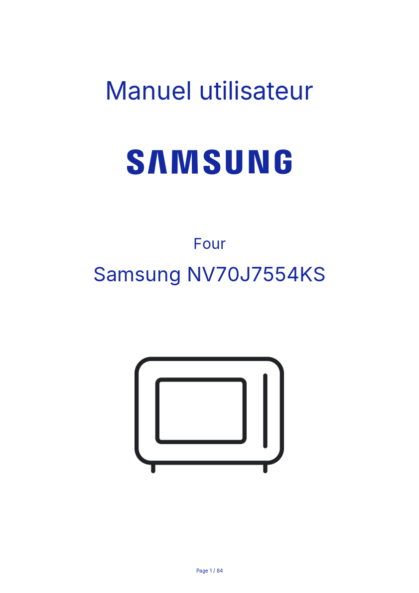 Page n°1 - Manuel utilisateur Samsung NV70J7554KS
