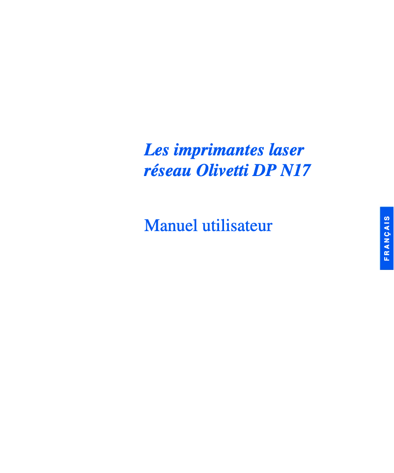 Page 1 de la notice Manuel utilisateur Olivetti DP N17