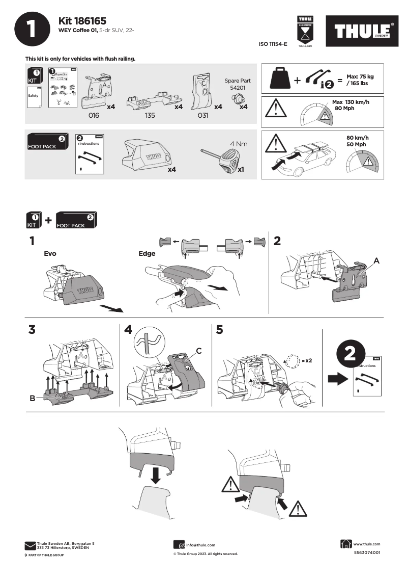 Page 1 de la notice Manuel utilisateur Thule Kit 186165