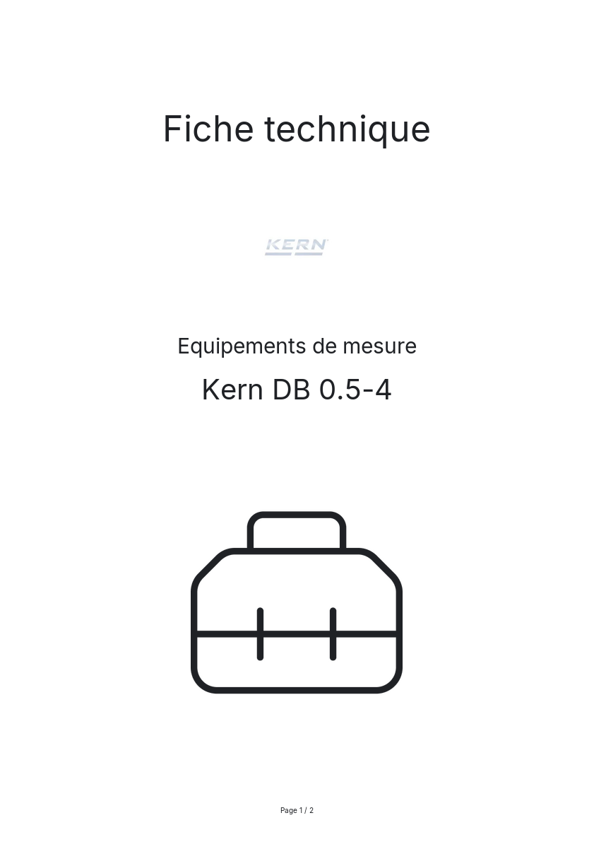 Page n°1 - Fiche technique Kern DB 0.5-4