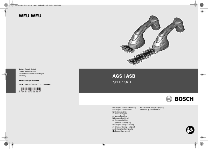 Image de la première page du manuel de l'appareil AGS 10.8 Li