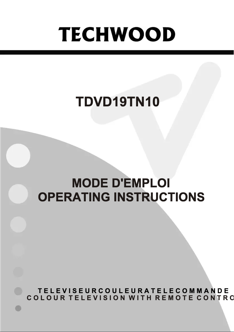 Page 1 de la notice Manuel utilisateur Techwood TDVD19TN10