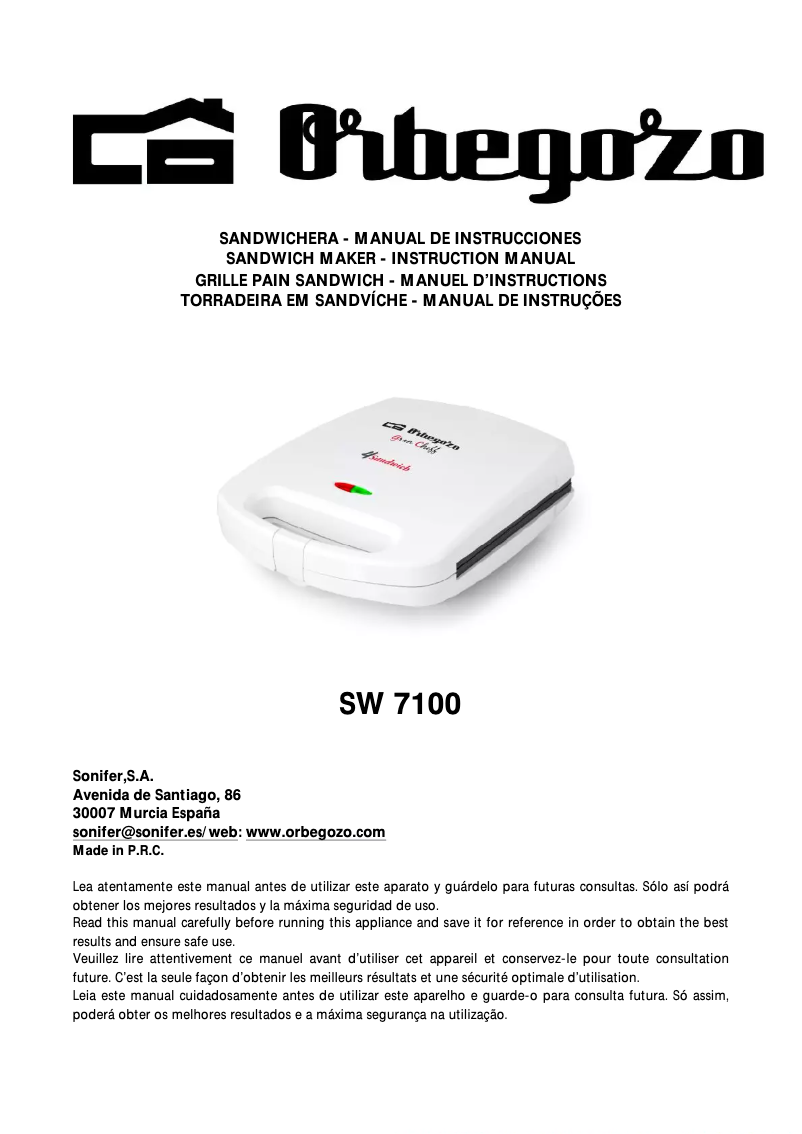 Image de la première page du manuel de l'appareil SW 7100