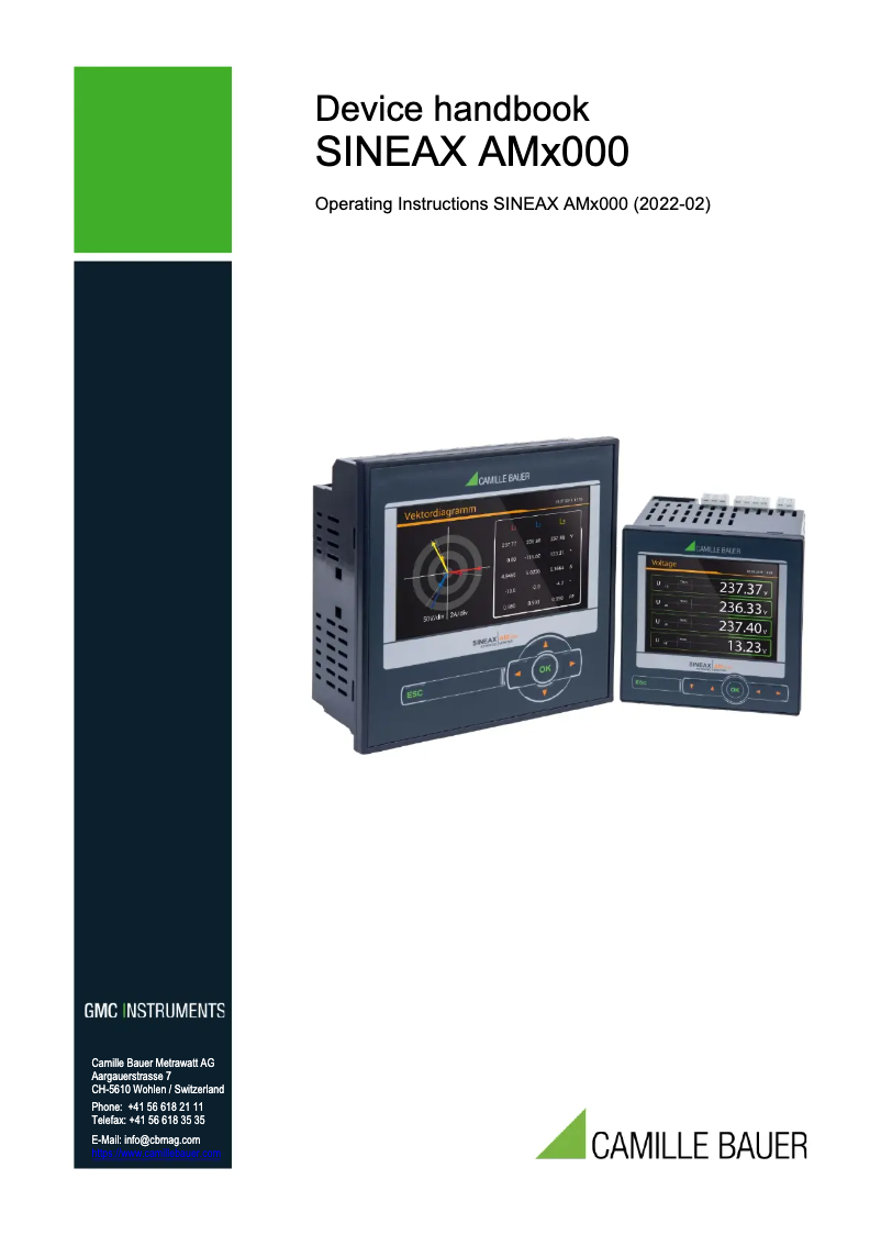 Page 1 de la notice Manuel utilisateur Camille Bauer Sineax AM2000