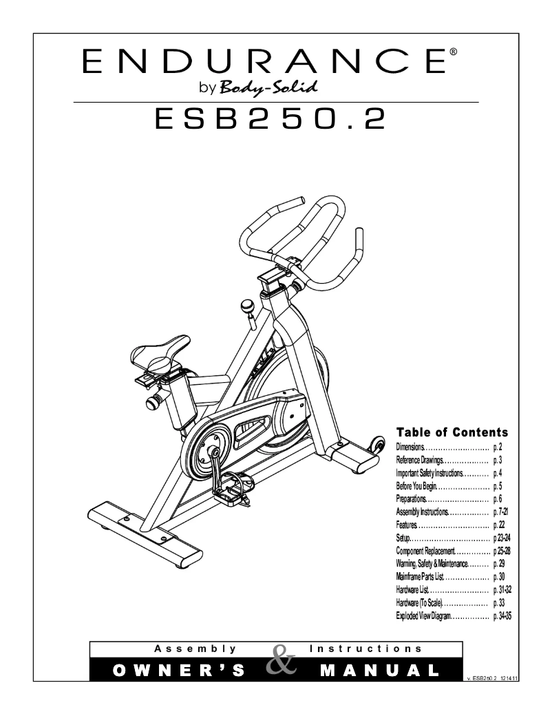 Page 1 de la notice Manuel utilisateur Body-Solid ESB250