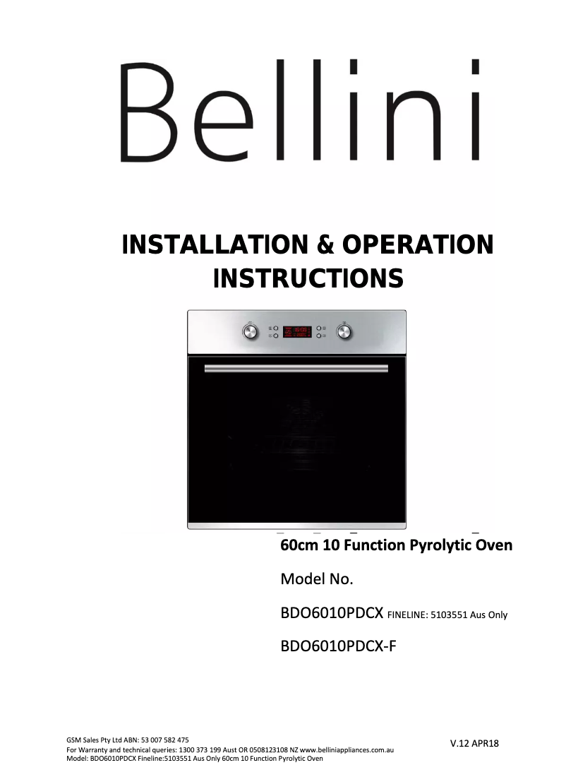 Image de la première page du manuel de l'appareil BDO6010PDCX-F
