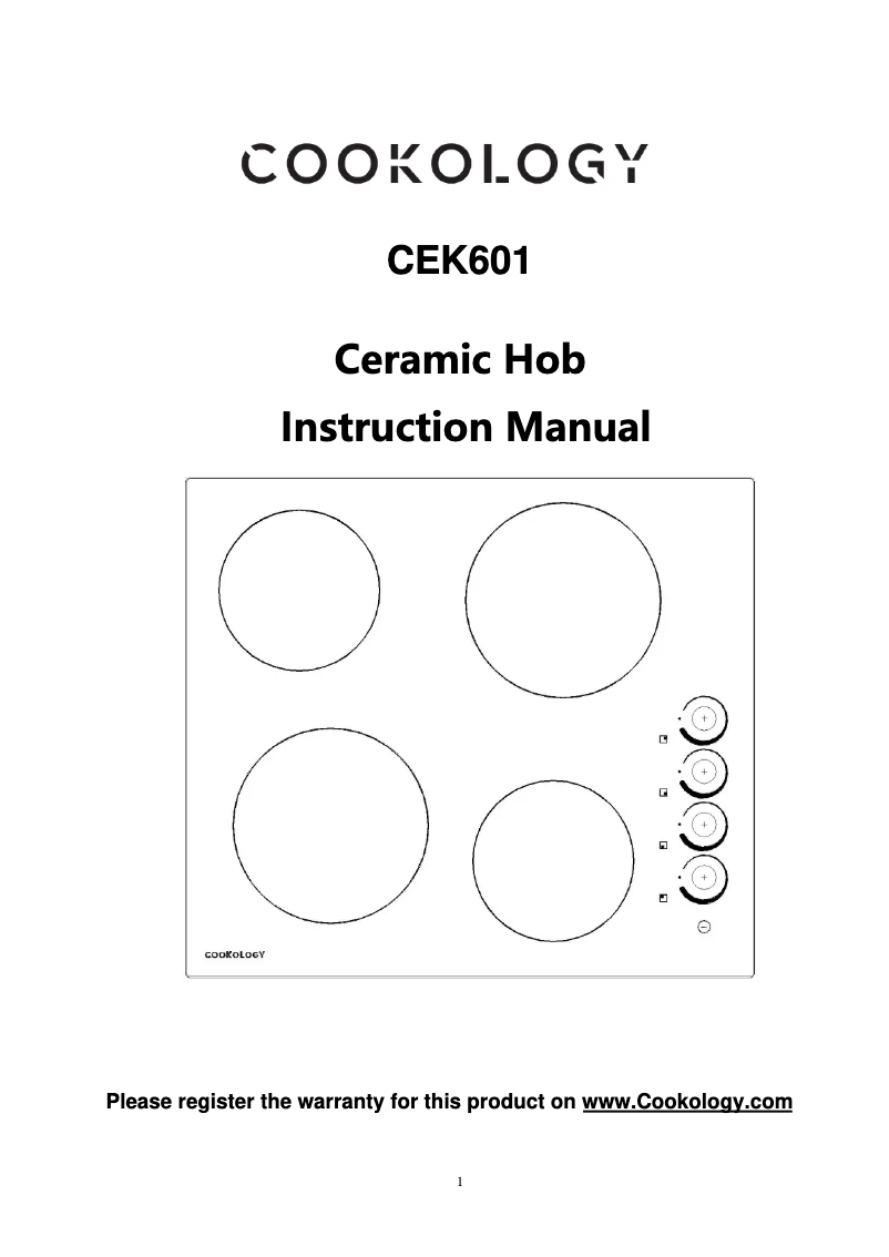 Page 1 de la notice Manuel utilisateur Cookology CEK601