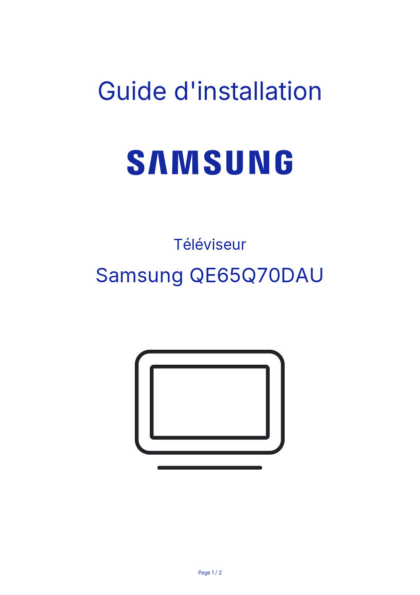 Page n°1 - Guide d'installation Samsung QE65Q70DAU
