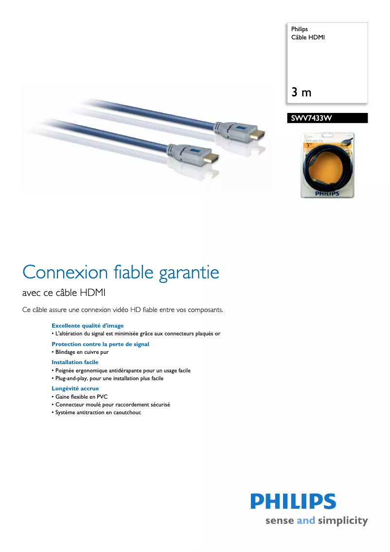 Page 1 de la notice Fiche technique Philips SWV7433W