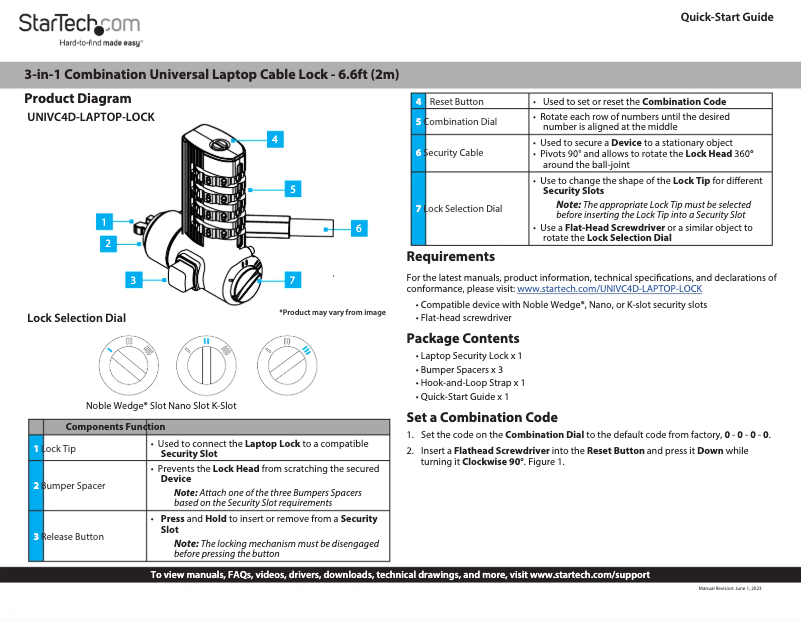 Page 1 de la notice Manuel utilisateur StarTech.com UNIVC4D-LAPTOP-LOCK
