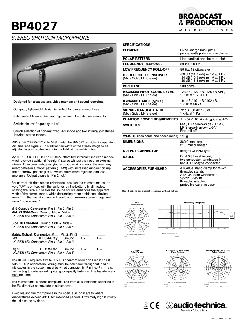 Page n°1 - Manuel utilisateur Audio-Technica BP4027