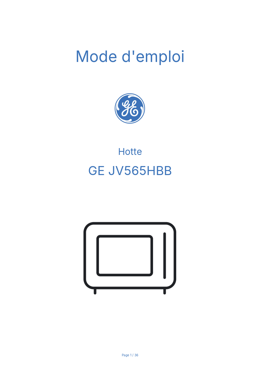 Page n°1 - Mode d'emploi GE JV565HBB