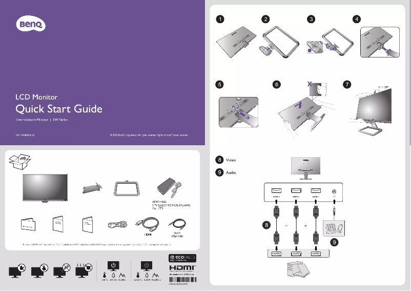Page 1 de la notice Guide de démarrage rapide BenQ EW2780