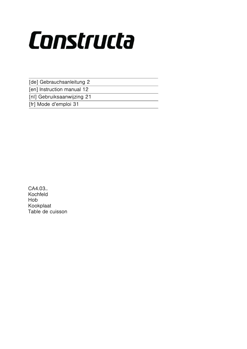Page n°1 - Manuel utilisateur Constructa CA420350