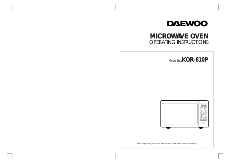 Page 1 de la notice Manuel utilisateur Daewoo KOR-810P