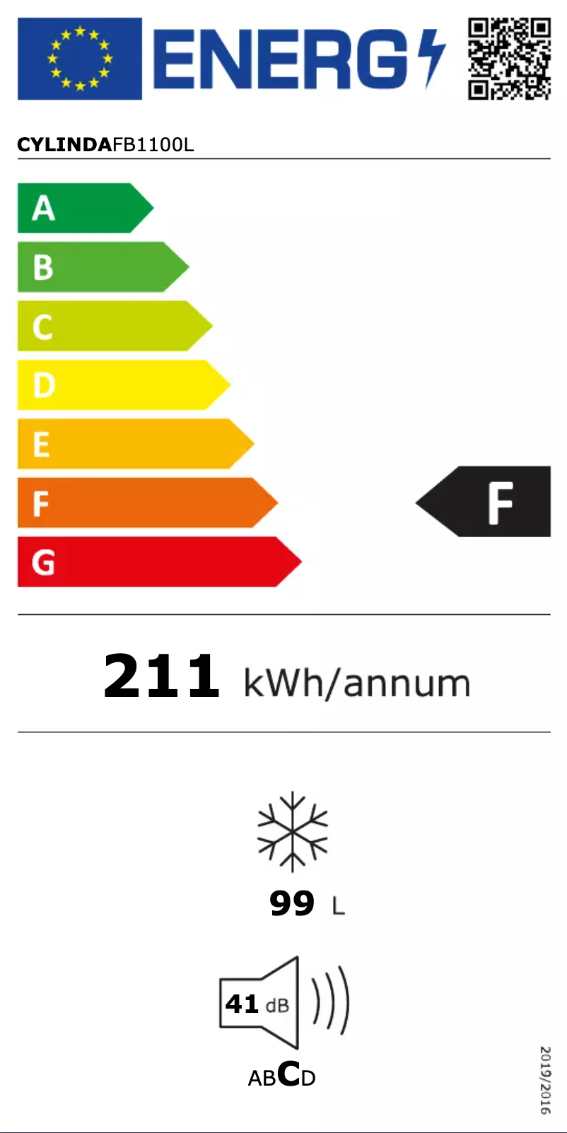 Page n°1 - Label énergétique Cylinda FB1100L