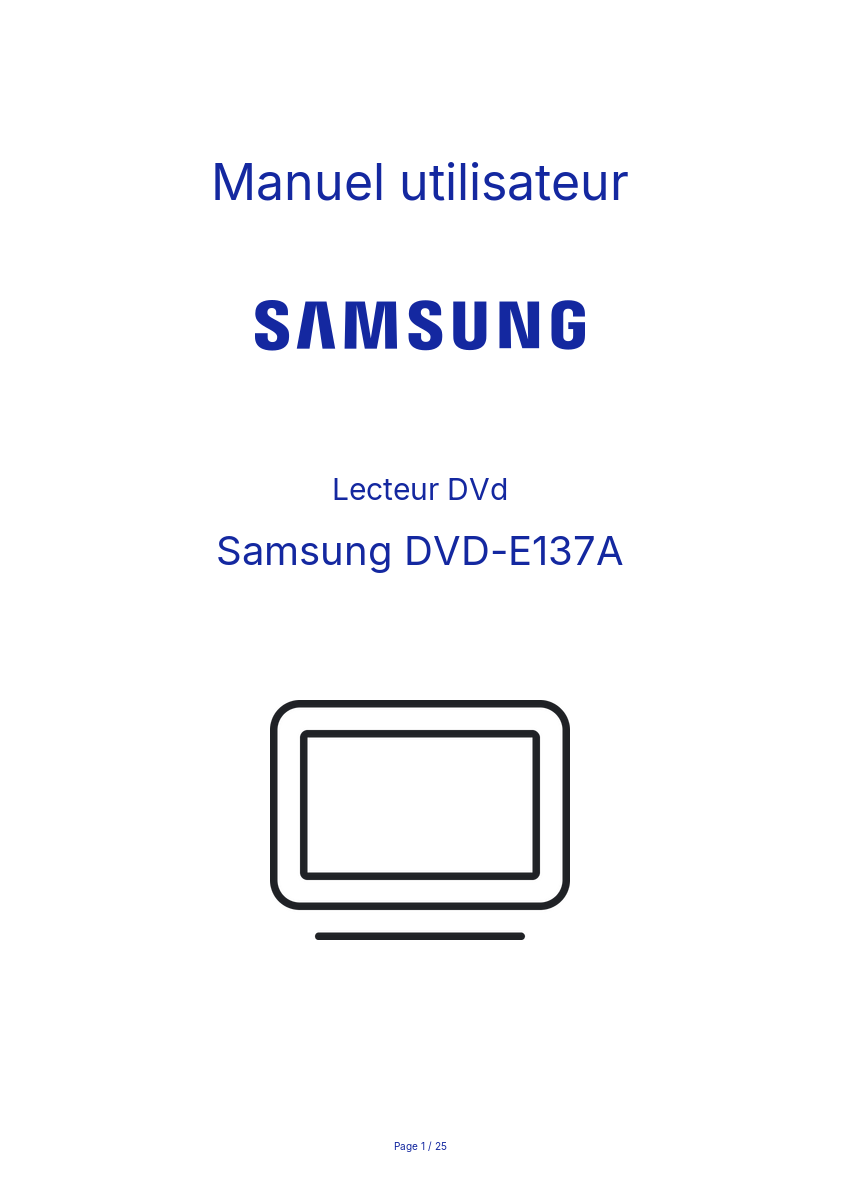 Page n°1 - Manuel utilisateur Samsung DVD-E137A