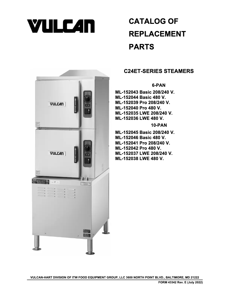 Page 1 de la notice Catalogue Vulcan C24ET10-LWE