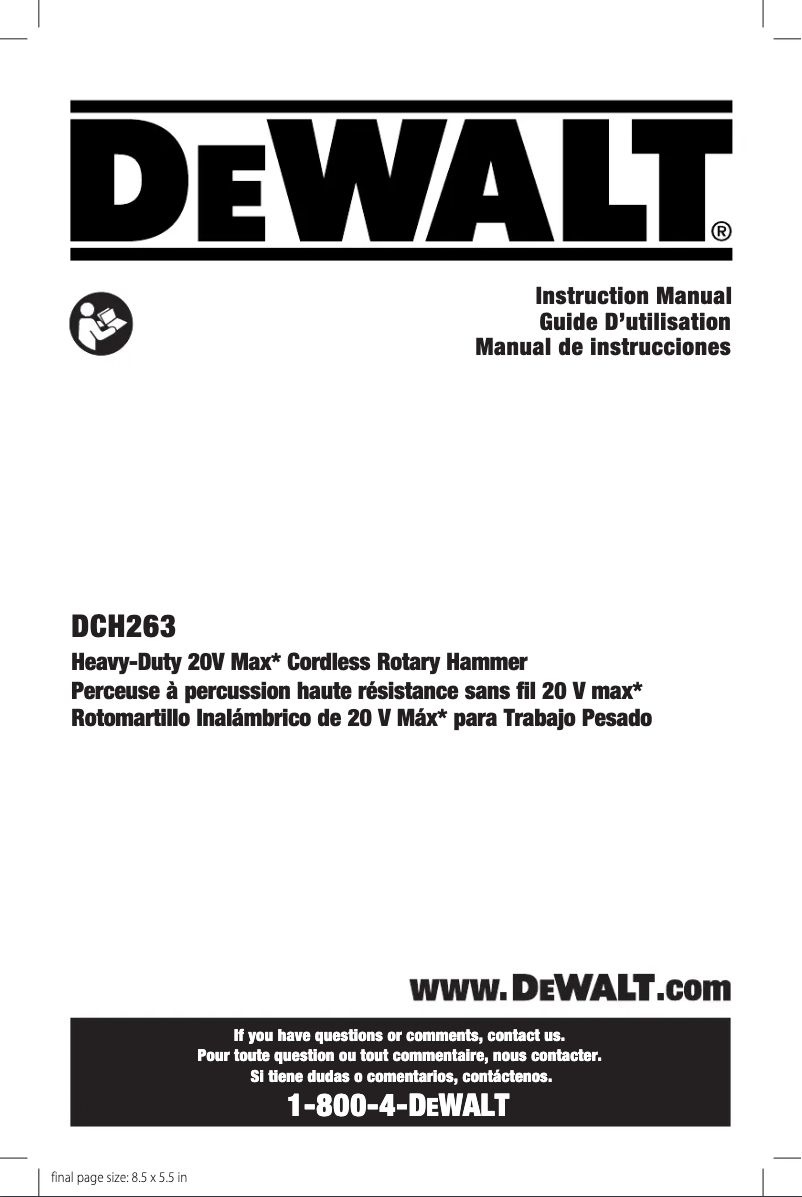 Image de la première page du manuel de l'appareil DCF889