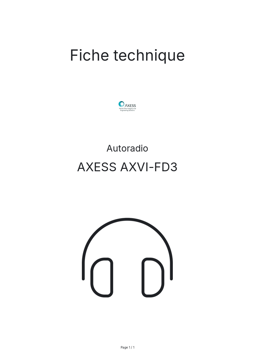 Page n°1 - Fiche technique AXESS AXVI-FD3