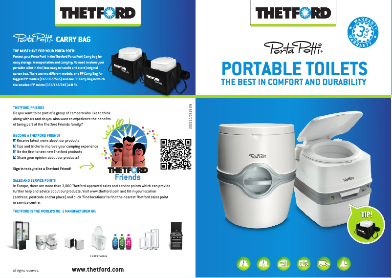 Page 1 de la notice Brochure Thetford Porta Potti 345