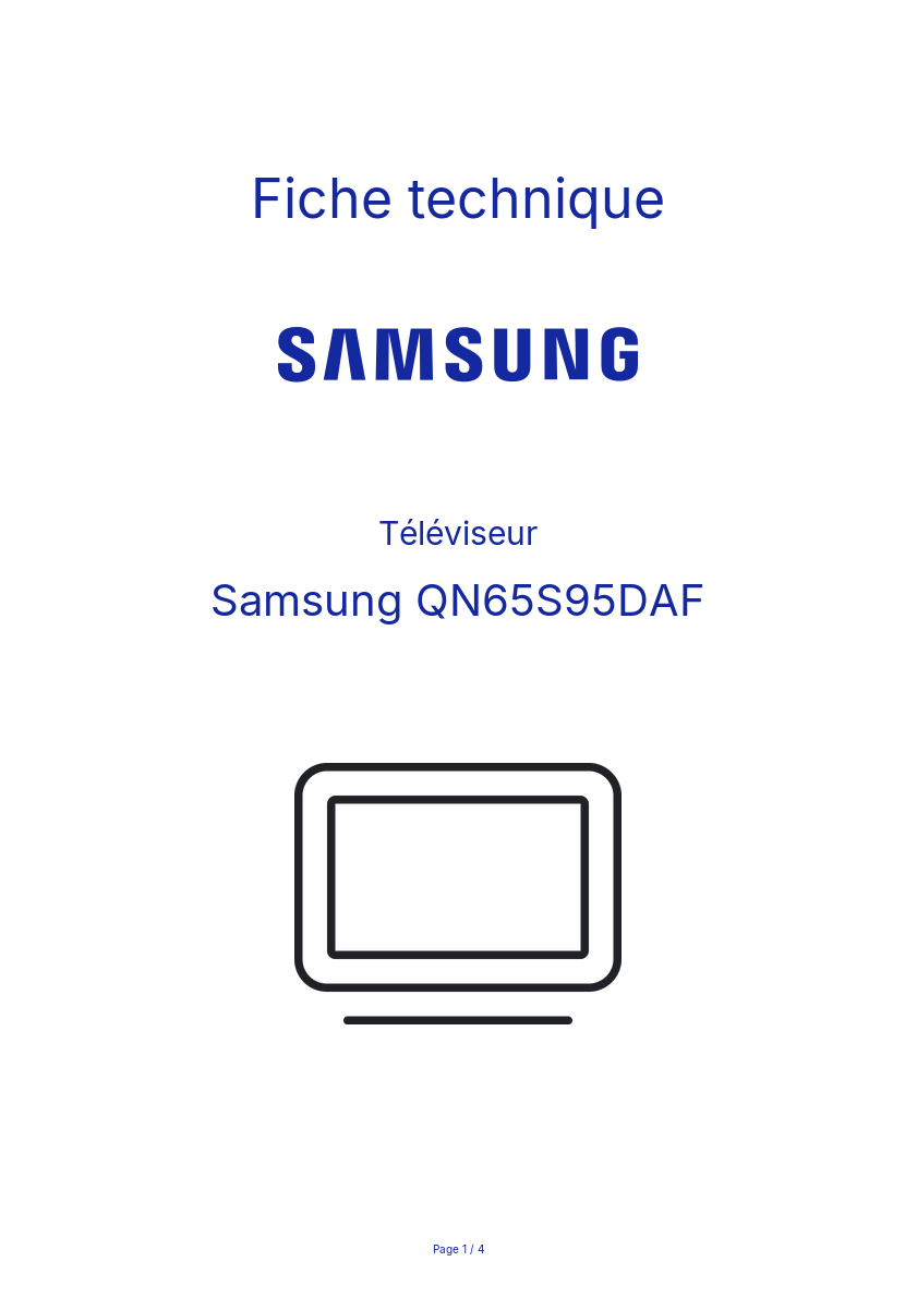 Page n°1 - Fiche technique Samsung QN65S95DAF