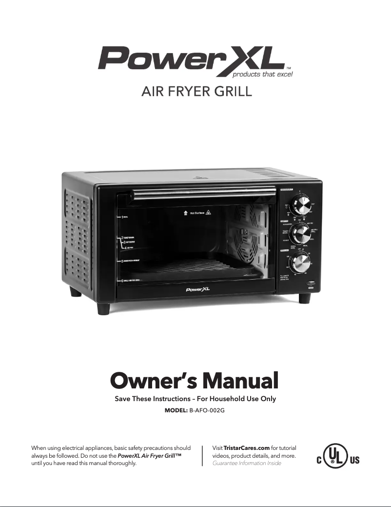 Page n°1 - Manuel utilisateur PowerXL Air Fryer Grill B-AFO-002G