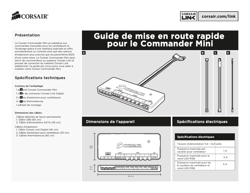 Page n°1 - Manuel utilisateur Corsair Commander Mini