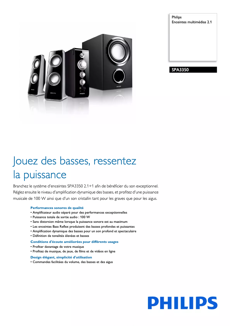 Page n°1 - Fiche technique Philips SPA3350