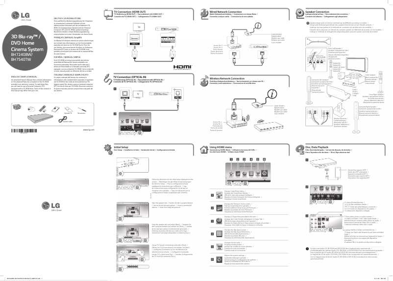 Página 1 del manual Guía de inicio rápido LG BH7540TW