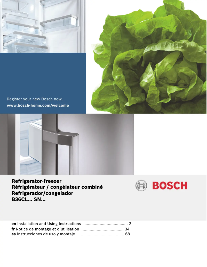 Page 1 of the manual Installation Guide Bosch B36CL80SNS