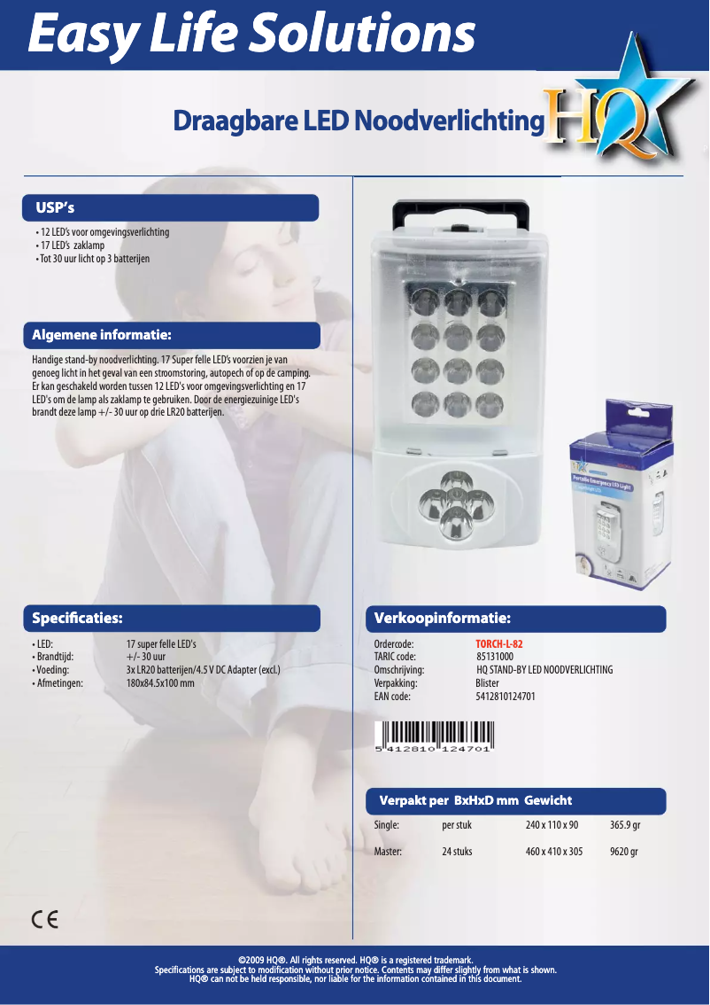 Page n°1 - Manuel utilisateur HQ TORCH-L-82