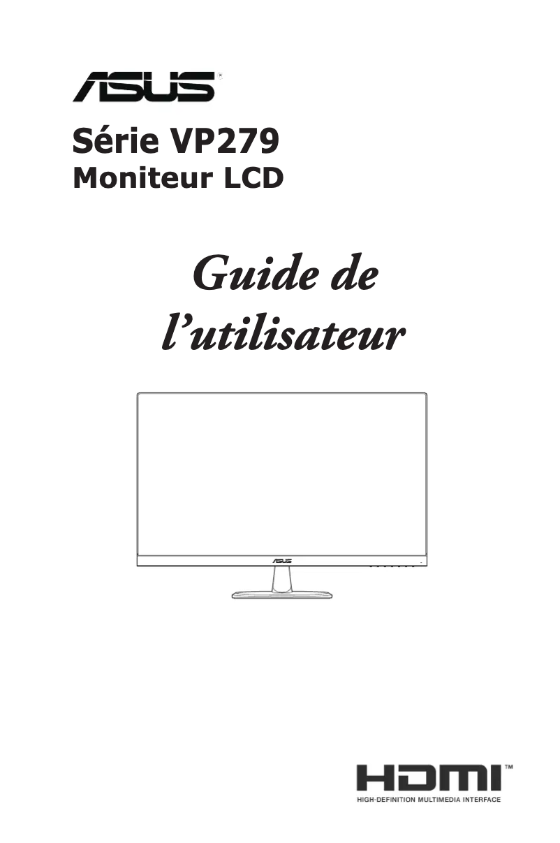 Page 1 de la notice Manuel utilisateur Asus VP279Q-P